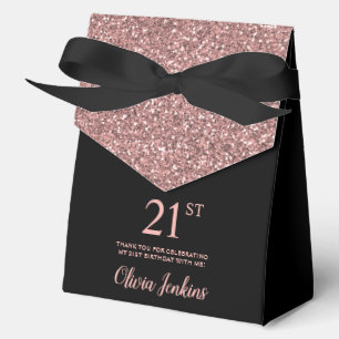 Ballotins Carte de remerciement rose gold pailletée pour 21e