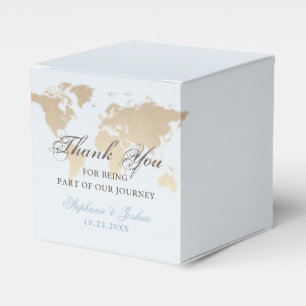 Ballotins Carte du monde Vintage Globe bleu Tan Carré de voy