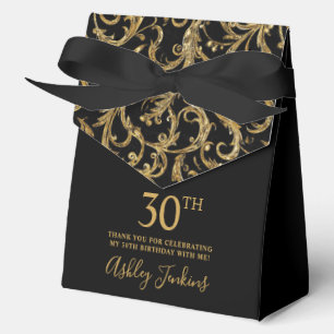 Ballotins Carton de remerciement 30 ans avec tourbillons dor