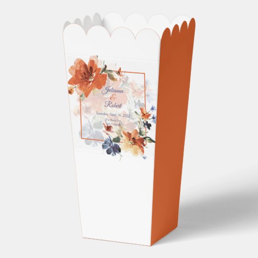 Ballotins Cascade orange et bleu mariage floral (Recto)