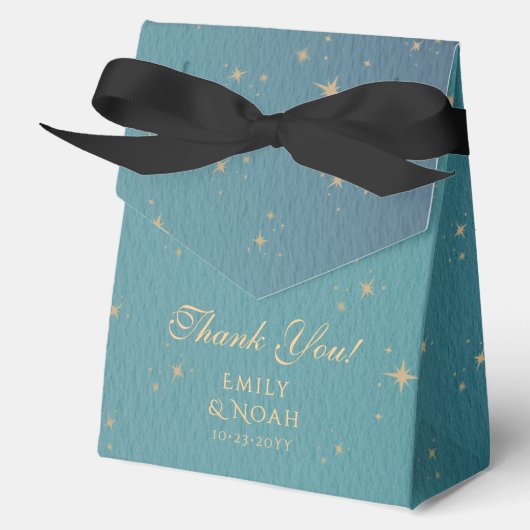 Ballotins Celestial Turquoise Gold Sun Moon Stars Mariage (Recto)