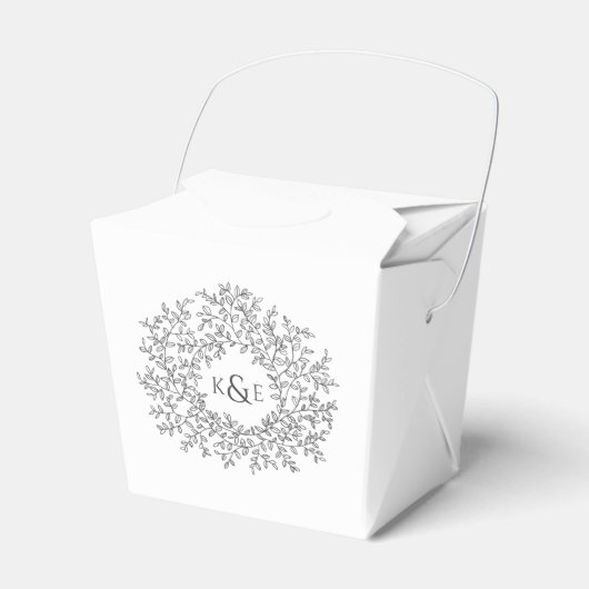 Ballotins Cercle feuille d'art gris fusain mariage sur blanc (Verso)