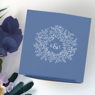 Ballotins Cercle feuilles d'art blanc mariage bleu classique
