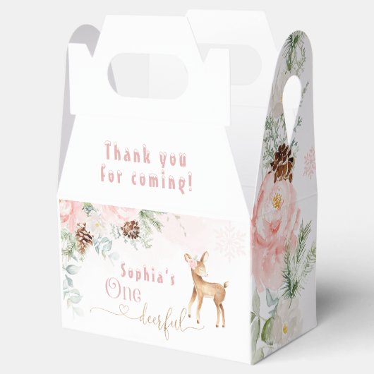 Ballotins Cerf de premier anniversaire rose pâle en hiver (Ouvert)