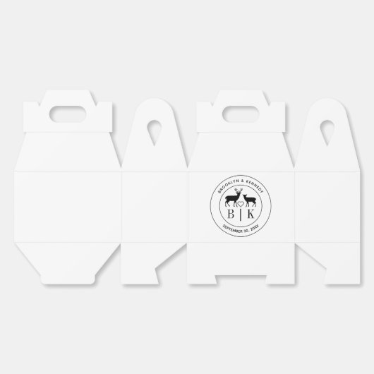 Ballotins Cerf Monogramme Rustique Campagne Mariage Couple N (Déplié)