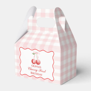Ballotins Cerise Premier anniversaire Ruban Rose Gingham