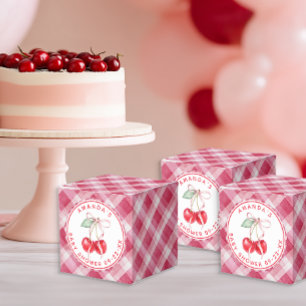 Ballotins Cerise sur le Baby shower supérieur rose En vichy