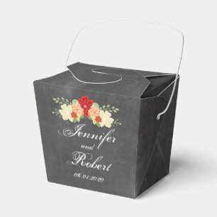 Ballotins Chalet Fleur Orange Sang Boîte de Faveur Mariage