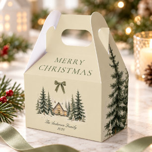 Ballotins Chalet rustique de Noël en pin beige Merry Christm
