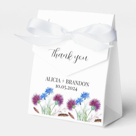 Ballotins Chardon violet écossais Floral Mariage moderne (Verso)