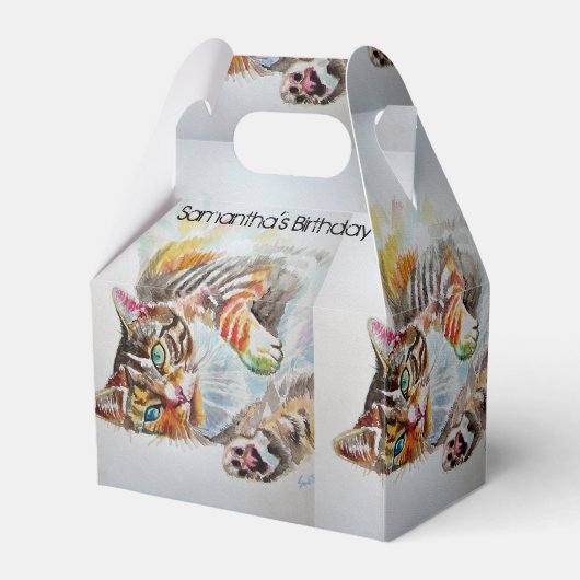 Ballotins Chat Aquarelle Anniversaire Fête Ballotin de gâtea (Verso)