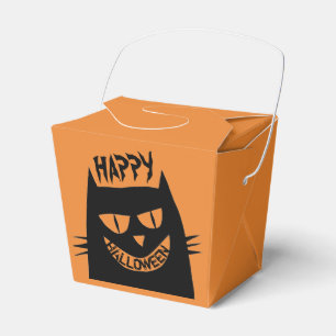 Ballotins Chat noir d'Halloween effrayant sur orange