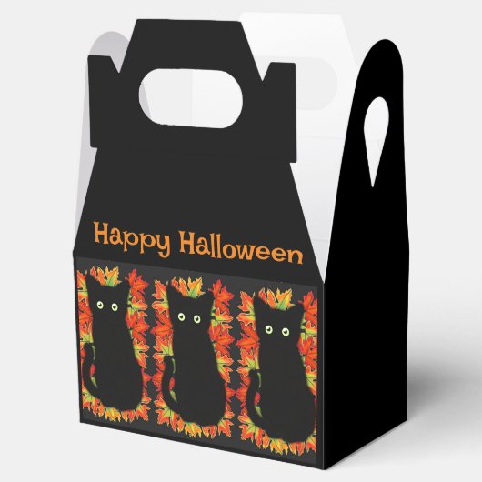 Ballotins Chat noir, Feuilles d'automne motif, Halloween amu (Ouvert)
