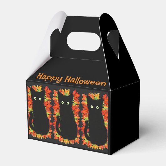 Ballotins Chat noir, Feuilles d'automne motif, Halloween amu (Verso)