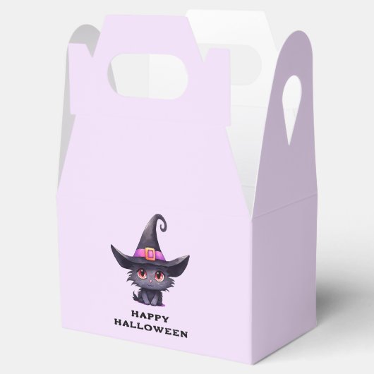 Ballotins Chat noir mignon portant un Casquette de sorcière (Ouvert)