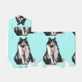 Ballotins Chat Tuxedo Noir Blanc Chats Anniversaire Turquois (Déplié)