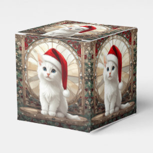 Ballotins Chaton blanc avec chapeau de Père Noël