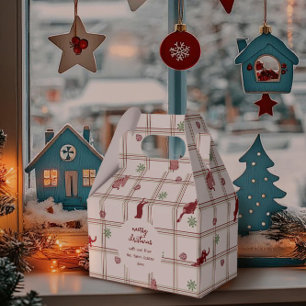 Ballotins Chats de Noël espiègles sur carreaux de cranberry