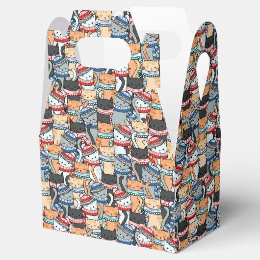 Ballotins Chats en Écharpes d'hiver et Motif Casquette (Ouvert)