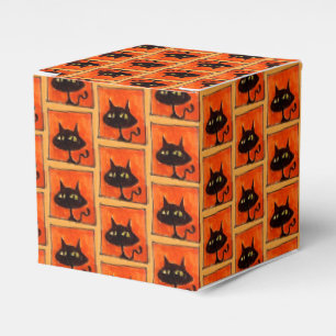 Ballotins Chats noirs Halloween Carrés orange dessin animé