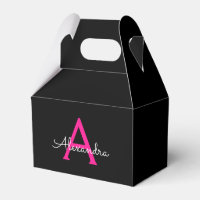Chaud rose noir Script Girl Nom du monogramme