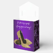 Ballotins Chaussure à talon haut violet et or pour anniversa (Ouvert)