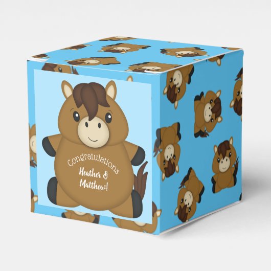 Ballotins Cheval Baby shower bleu (Verso)