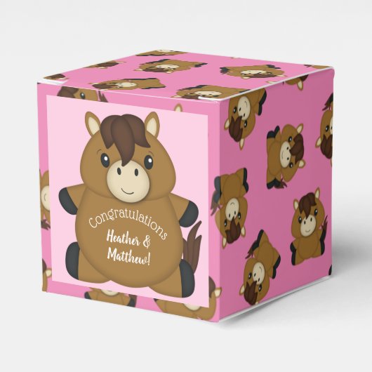 Ballotins Cheval Baby shower fille rose (Verso)
