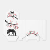 Ballotins Cheval chinois du Nouvel An et fleurs rouges (Déplié)