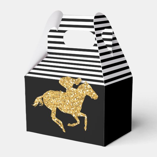 Ballotins Cheval de course à paillettes dorées Faux Rayures (Verso)