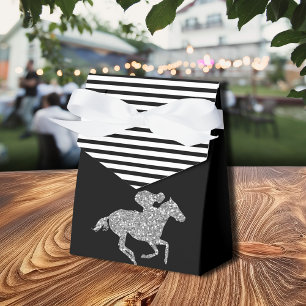 Ballotins Cheval de course argent rayures noires et blanches