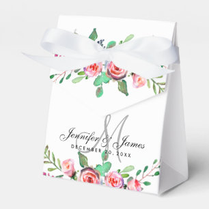 Ballotins Chic Aquarelle Monogramme Floral Mariage Favor Box