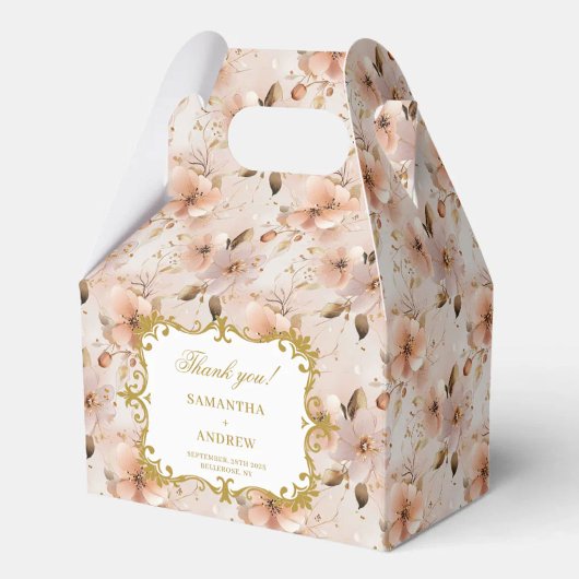 Ballotins Chic Blush Gold Wedding Favor Box Détails floraux