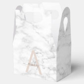 Ballotins Chic Blush Pink White Marble Script Nom monogram (Ouvert)