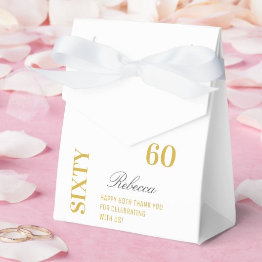 Ballotins Chic Elegant 60e anniversaire Merci or blanc (Mariage)