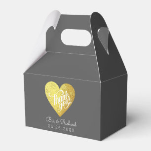 Ballotins chic faux or coeur de l'amour, "merci" mariage