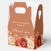 Ballotins Chic mariage à fleurs orange terre cuite d'automne (Ouvert)