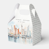 Ballotins Chic Miami Floride Skyline Mariage d'aquarelle (Arrière)