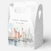 Ballotins Chic Miami Floride Skyline Mariage d'aquarelle (Ouvert)