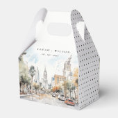 Ballotins Chic Orlando Floride Skyline Mariage d'aquarelle (Arrière)