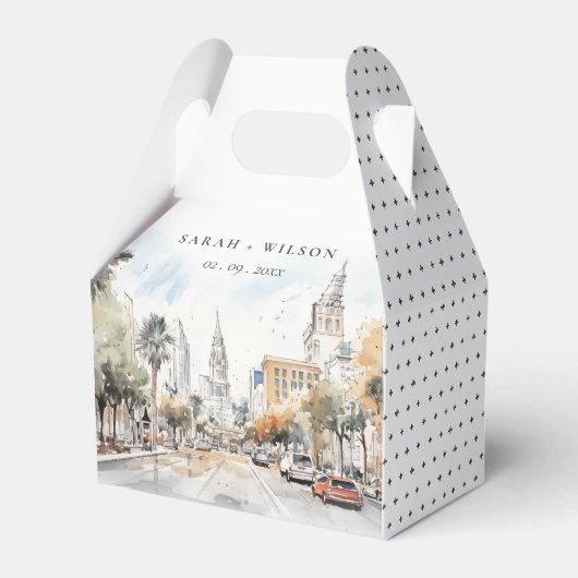 Ballotins Chic Orlando Floride Skyline Mariage d'aquarelle (Verso)