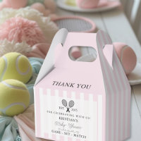 Chic Pink Stripes Baby shower de tennis Merci