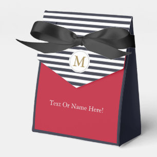 Ballotins Chic Rayures Navy Bloc de Couleur Rouge Monogramme