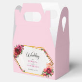 Ballotins Chic rouge rose floral et faux mariage or (Ouvert)