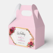 Ballotins Chic rouge rose floral et faux mariage or (Verso)