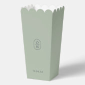 Ballotins Chic Sage Green Monogram Popcorn Favor Box (Verso)