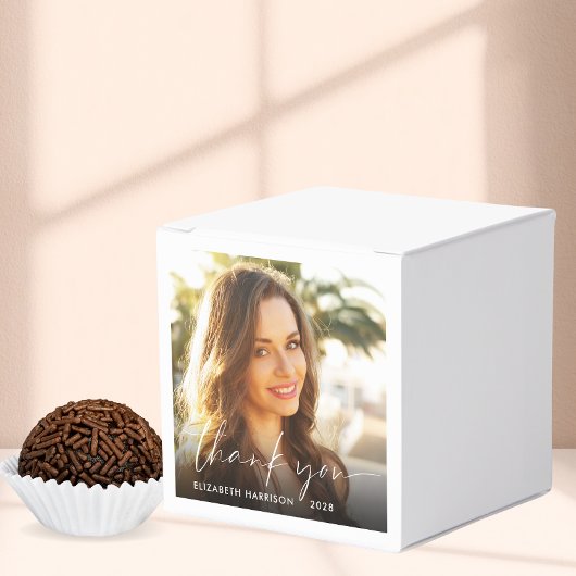 Ballotins Chic Script Photo Overlay Merci de graduation
