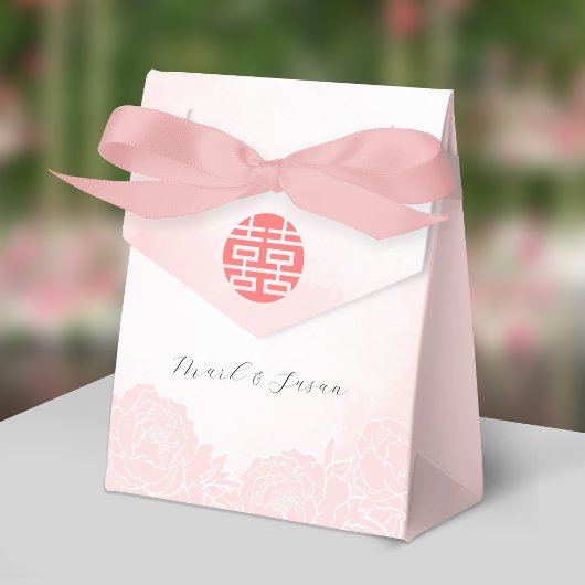 Ballotins Chinois Aquarelle Peonies Mariage Favor Box