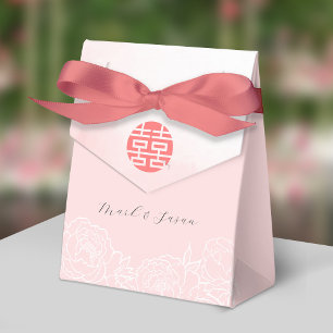 Ballotins Chinois Aquarelle Peonies Mariage Favor Box