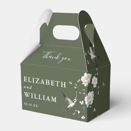 Ballotins Chinoiserie vert olive Merci Mariage Floral (Verso)